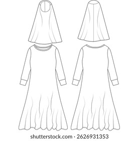 Baby Girls Islami Hijab Jilbab Robe Abaya Vestido vetor Arte design