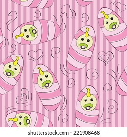 Baby girls seamless pattern background - vector illustration