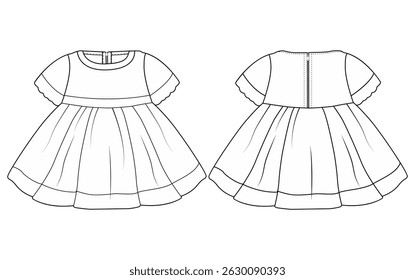 baby girls short sleeve Georgette frock flair top vector art design