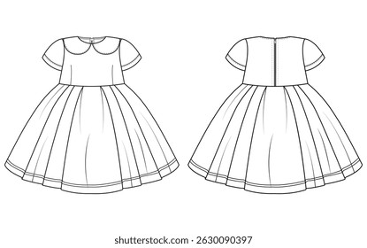 baby girls short sleeve Georgette frock flair top vector art design