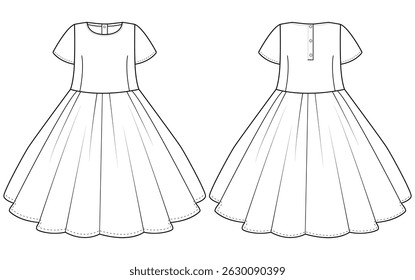 baby girls short sleeve Georgette frock flair top vector art design