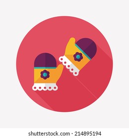 baby Gloves flat icon with long shadow,eps10