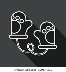 baby Gloves flat icon with long shadow, line icon