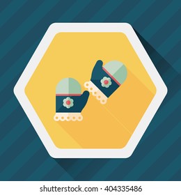 baby Gloves flat icon with long shadow,eps10