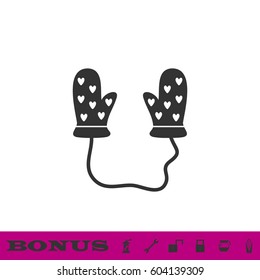 Baby gloves icon flat. Black pictogram on white background. Vector illustration symbol and bonus button