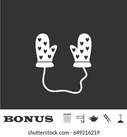Baby gloves icon flat. White pictogram on black background. Vector illustration symbol and bonus icons