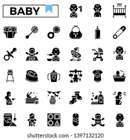 Baby glyph design icon set.