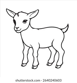 Baby Goat Silhouette on white bacground