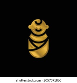 Baby gold plated metalic icon or logo vector