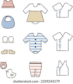 Baby goods Cute illustration set material