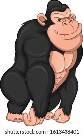 baby gorilla cartoon on a white background