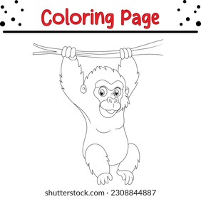 página de coloreo de bebé gorila para niños. vector de caricatura del libro de coloreo de contorno animal