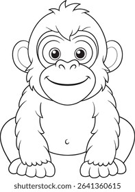 Baby gorilla coloring sheet with cute primate illustration perfect for creative learning