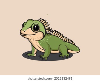 a baby green iguana walks and smiles
