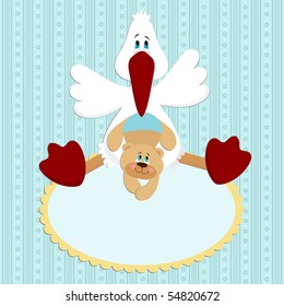 Baby greetings card  in blue colors (EPS10)