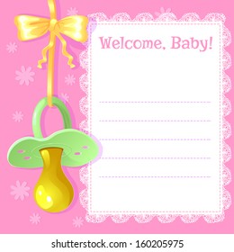 Baby greetings card with pacifier, EPS10