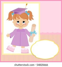 Baby greetings card in pink colors (EPS10)