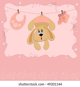 Baby greetings card with rabbit (EPS10)