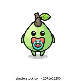 baby guava cartoon character with pacifier , cute style design for t shirt, sticker, logo element