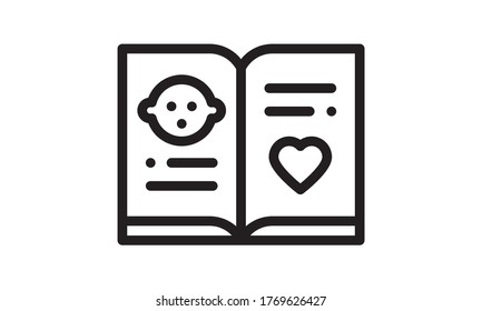 Baby guide book icon flat style vector illustration.