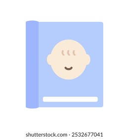 Baby guidebook icon. Knowledge, newborn, care, childhood concepts. Flat vector design isolated illustration.