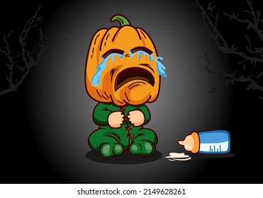 Baby Halloween Crying Vector Art Design Graphic