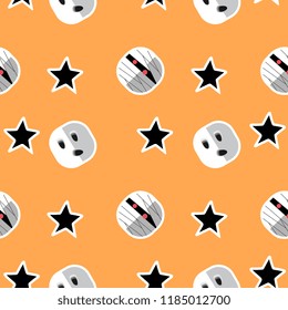 baby Halloween mummy and star seamless pattern. vector illustration for fashion textile print and wrapping with festive design.