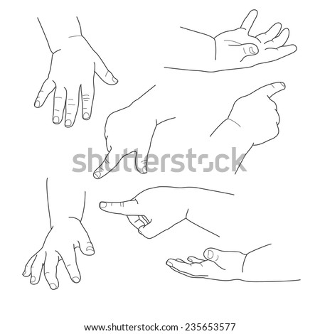 Download Baby Hand Different Gestures Vector Illustration Stock ...