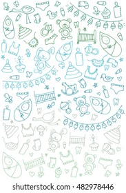 Baby hand drawn doodle. Vector illustration for backgrounds, web design, design elements, textile prints, covers