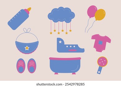 Baby Hand Drawn Flat Illustration Pack