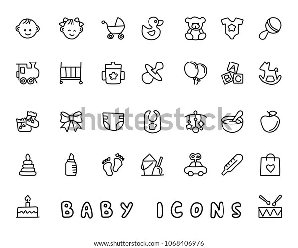 baby hand drawn icon design illustration,\
line style icon, designed for app and\
web