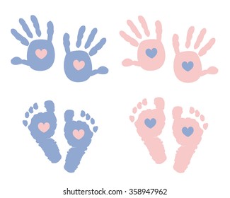 Baby Hand And Foot Print Vector