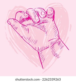 Baby Hand. Human hands sketch drawing illustration.	
