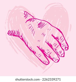 Baby Hand. Human hands sketch drawing illustration.	