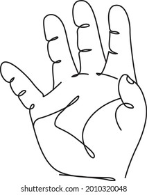 Baby hand line art. Little palm. Minimalistic vector illustration. Black and white. White background. One line drawing.