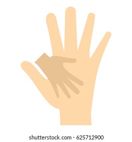 Baby hand in mother hand icon flat isolated on white background vector illustration