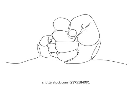 baby hand and parent hand continuous line art drawing illustration in harmony family  digital vector assets