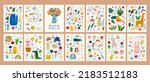Baby hand-drawn posters and cards. Baby animals pattern. Vector illustration with cute animals. Nursery baby illustrations. Notebook covers