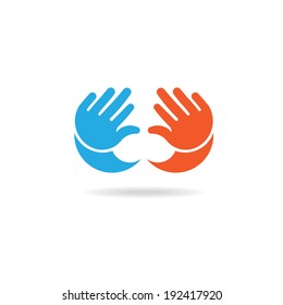 Baby hands girl and boy image. Concept of infant, children, little kid. Vector icon