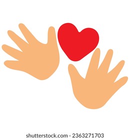 Baby hands with heart, vector art illustarion.