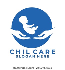 Baby with hands logo design vector. Baby care logo design vector template