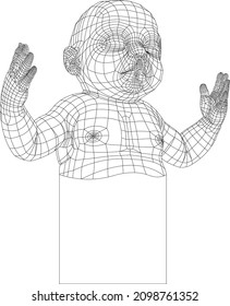 bebé con volumen de manos 3d