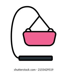 Baby Hanged Cradle Icon. Editable Bold Outline With Color Fill Design. Vector Illustration.