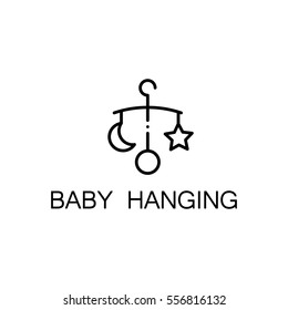 Baby hanging flat icon. Single high quality outline symbol of baby stuff for web design or mobile app. Thin line signs of hanging for design logo, visit card, etc. Outline pictogram of baby hanging