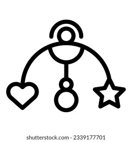 Baby hanging toy line icon. Baby crib toy vector illustration isolated on white. Mobile outline style design, designed for web and app. Eps 10
