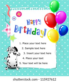 Baby Happy birthday card with balloons