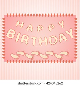  baby  happy birthday card with foot steps. 