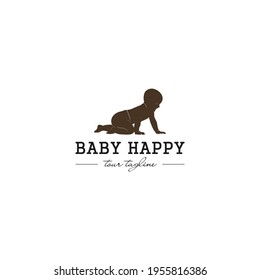 baby happy logo with an illustration of a baby who is happy because he can crawl