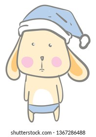 Baby hare with blue head cap vector  