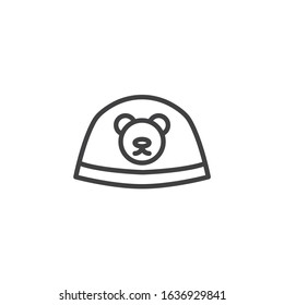 Baby hat with bear line icon. linear style sign for mobile concept and web design. Infant hat outline vector icon. Symbol, logo illustration. Vector graphics